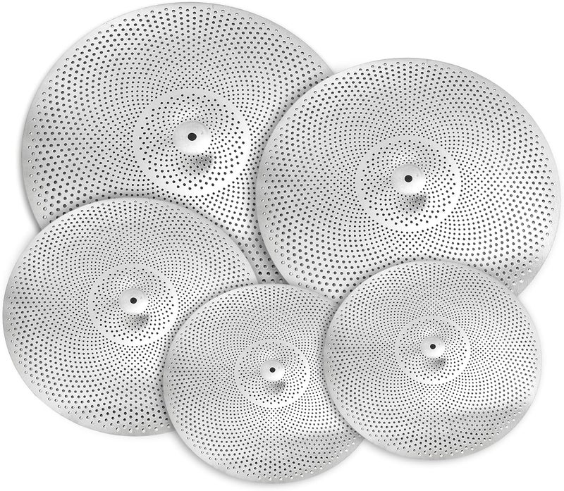 Youeon 5 Piece Low Volume Cymbal Pack Includes 14"Hi Hat + 16"Crash + 18"Crash + 20"Ride, Durable Stainless Steel, Practice Cymbals for Quiet Drumming Session - Image 1